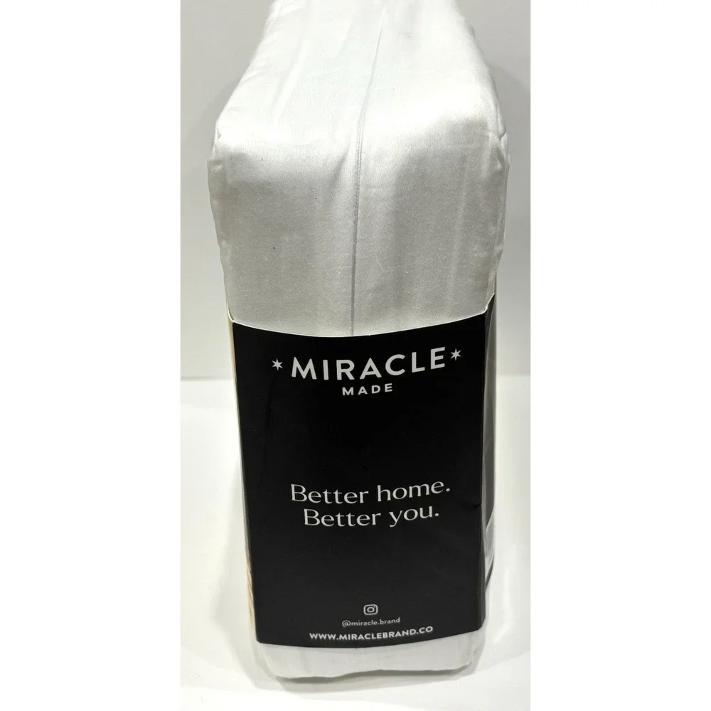 Miracle Made Queen Luxe Sateen Sheet Set White Self Cooling Silver Infused 4 Pc